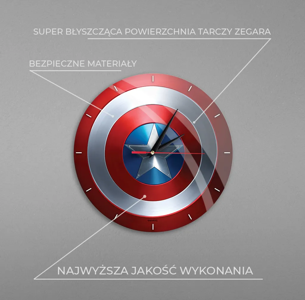 Wanduhr Glänzend - Captain America Marvel Red 6 Wanduhr Glänzend - Captain America Marvel Red – Bild 4
