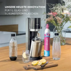 SodaStream Wassersprudler Titan Ohne CO2-Zylinder, 1x 1L Glasflasche Und 1x 1L Kunststoff-Flasche -Haushaltswaren Store e05831f782ccf86dbae829dbaee50233