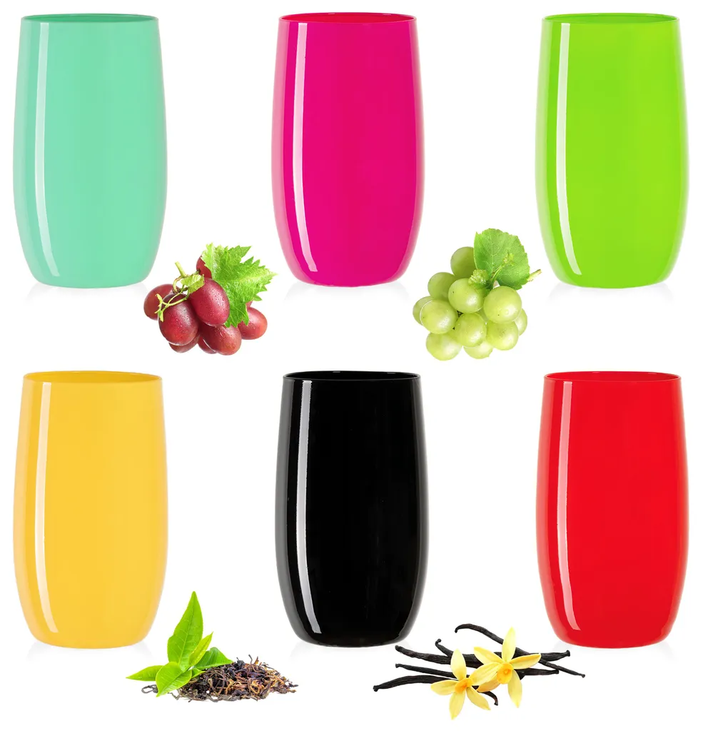 Bunte Elegante Trinkgläser 320ml (max. 400ml) Set 6 Teilig Wassergläser Saftgläser 3 Bunte Elegante Trinkgläser 320ml (max. 400ml) Set 6 Teilig Wassergläser Saftgläser