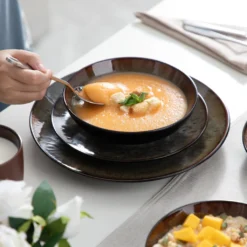 Tafelservice Steinzeug, Vancasso 16-St BUBBLE Kombiservice, Geschirrset Mit Müslischalen, Kaffeetassen, Dessertteller Und Speiseteller Für 4 Personen, Vintage -Haushaltswaren Store e16065e6c9679082cb07a7c12cb6ff47