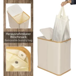 ONVAYA® Wäschekorb Mit Deckel | 2 Fächer | Beige | Wäschesammler Fürs Badezimmer | Wäschetruhe Aus Bambus-Holz & Oxford-Stoff | Design Wäschebox | Wäschesortierer 11 ONVAYA® Wäschekorb Mit Deckel | 2 Fächer | Beige | Wäschesammler Fürs Badezimmer | Wäschetruhe Aus Bambus-Holz & Oxford-Stoff | Design Wäschebox | Wäschesortierer -Haushaltswaren Store e16f76ad739e9d36abf842b9105ab88e
