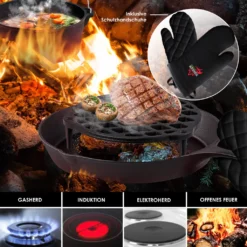 KESSER® Dutch Oven Set In Holzkiste Mit Dutch Oven Mit Viel Zubehör - Gusseisen - Bereits Eingebrannt Mit Kochtopf Grillplatte Pfanne Deckelheber Inkl. Rezeptbuch Handschuhe, Farbe:12-Teilig -Haushaltswaren Store e1ce6c59436358761d6ac26bf61ef81b