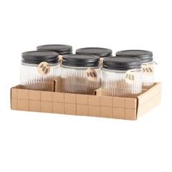 6er Set Vorratsgläser 0,5 L Mit Schraubdeckel Ø9x11 Cm - Schwarz 19 6er Set Vorratsgläser 0,5 L Mit Schraubdeckel Ø9x11 Cm - Schwarz -Haushaltswaren Store e3534023d259d8468d9a6041c15a21ca