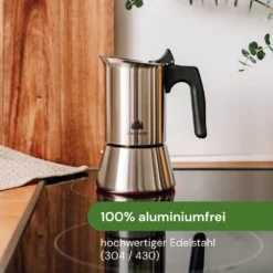 Espressokocher Edelstahl 2 Tassen I Mokkakanne Inkl. Ersatzdichtung I Mokkakocher (100 Ml Füllmenge -Haushaltswaren Store e377afb533472fd699c60e61909ed0ee