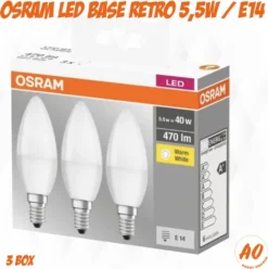OSRAM Set Mit 4 LED-Lampen E14 Mattierte Flamme 5 W Entsprechend 40 W Kaltweiß -Haushaltswaren Store e4186b04e352620e99bb0c292d9fc461
