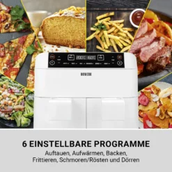 N8WERK Doppel-Heißluftfritteuse - 7,6l Heißluft Fritteuse Friteuse Fritöse XL Air Fryer Edelstahl Doppelkorb 2x 3,8L -Haushaltswaren Store e4842cb8c5dbde8ed14a126434af8a2d