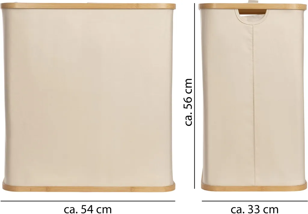 ONVAYA® Wäschekorb Mit Deckel | 2 Fächer | Beige | Wäschesammler Fürs Badezimmer | Wäschetruhe Aus Bambus-Holz & Oxford-Stoff | Design Wäschebox | Wäschesortierer 4 ONVAYA® Wäschekorb Mit Deckel | 2 Fächer | Beige | Wäschesammler Fürs Badezimmer | Wäschetruhe Aus Bambus-Holz & Oxford-Stoff | Design Wäschebox | Wäschesortierer – Bild 2