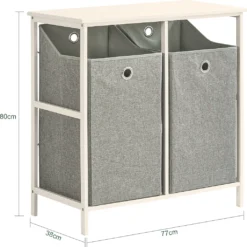 SoBuy BZR57-W Wäscheschrank Wäschesäcken Wäschetruhe Wäschesammler Wäschekorb Badschrank Hellgrau BHT Ca.: 77x80x38cm -Haushaltswaren Store e4d9bf68c9afa2e94eca1da4ff7bf309