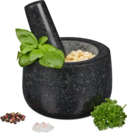 Relaxdays Granit Mörser Mit Stößel 12 Cm