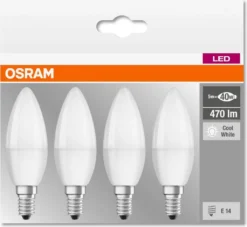 OSRAM Set Mit 4 LED-Lampen E14 Mattierte Flamme 5 W Entsprechend 40 W Kaltweiß -Haushaltswaren Store e4f35479c75a8fbb5b70025f1dfbee4d