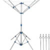 Monzana Wäschespinne Höhenverstellbar Mobil Mit 4 Erdspieße Camping Wäscheständer Wäscheleine Wetterfest Leicht Aluminium