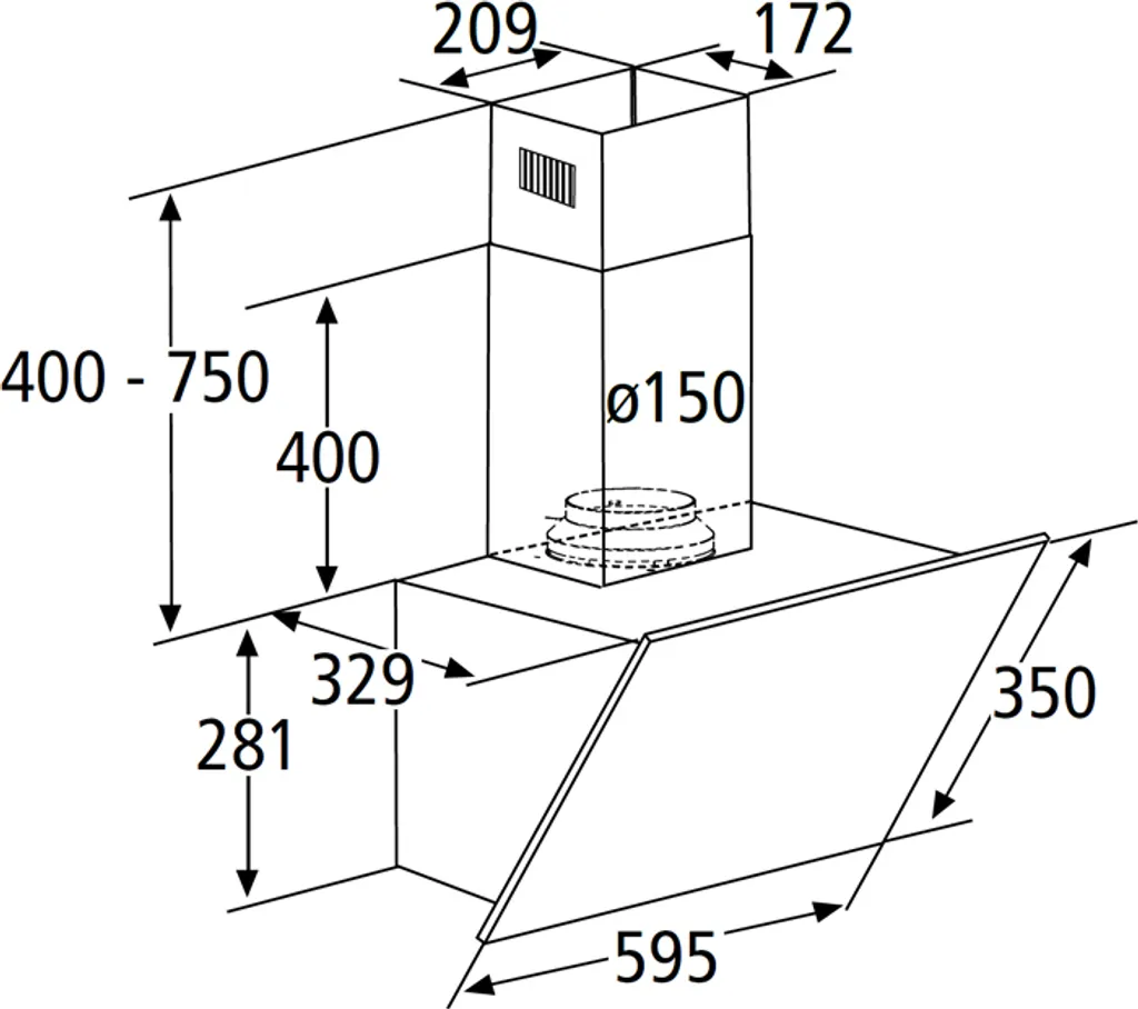 PKM Dunstabzugshaube Schräghaube Wandesse Metall Glas S23-60 ABPY 60cm Schwarz 4 PKM Dunstabzugshaube Schräghaube Wandesse Metall Glas S23-60 ABPY 60cm Schwarz – Bild 2