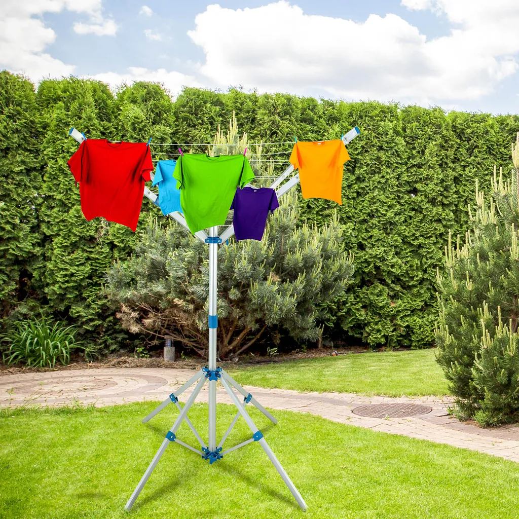 Monzana Wäschespinne Höhenverstellbar Mobil Mit 4 Erdspieße Camping Wäscheständer Wäscheleine Wetterfest Leicht Aluminium 4 Monzana Wäschespinne Höhenverstellbar Mobil Mit 4 Erdspieße Camping Wäscheständer Wäscheleine Wetterfest Leicht Aluminium – Bild 2