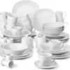 MALACASA, Serie Elisa, 50-teilig Tafelservice Aus Porzellan Für 6 Personen, Kombiservice Frühstückservice Kaffeeservice Mit Eierbecher, Kaffeetassen, Untertassen, Müslischalen, Dessertteller -Haushaltswaren Store eaa2a873d2748ba9e2ae07acd6914275