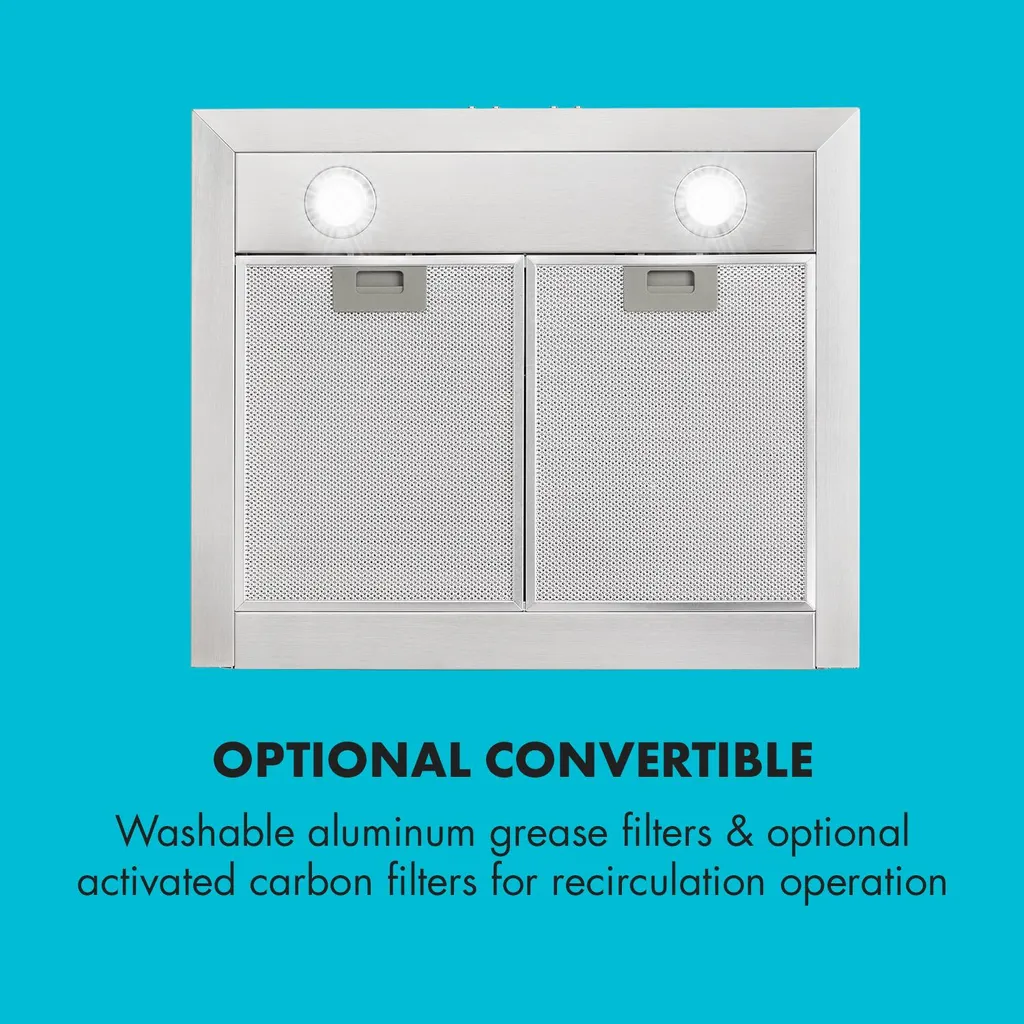 Klarstein Limelight Dunstabzugshaube 60 Cm , Wandhaube , Energieeffizienzklasse A++ , Abluftbetrieb , 600 M³/h , 3 Geschwindigkeitsstufen , Digitalanzeige , LED-Kochfeldbeleuchtung , Umrüstbar Auf Umluftbetrieb , Edelstahl Gebürstet 8 Klarstein Limelight Dunstabzugshaube 60 Cm , Wandhaube , Energieeffizienzklasse A++ , Abluftbetrieb , 600 M³/h , 3 Geschwindigkeitsstufen , Digitalanzeige , LED-Kochfeldbeleuchtung , Umrüstbar Auf Umluftbetrieb , Edelstahl Gebürstet – Bild 6