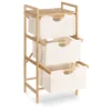 Navaris Badregal Regal Aus Bambus Mit Körben - 96x44x33cm Bambusregal Wäschekorb Wäschesammler Sortierer Wäschekörbe - 3 Fächer Für Wäsche