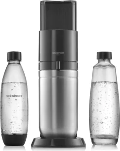 SodaStream DuoTitan Trinkwassersprudler, Inkl. 1x 1 Liter Glasflasche, 1x 1 Liter PET, 1 X Quick Connect Zylinder
