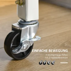 HOMCOM Küchenwagen Küchenrollwagen Servierwagen Mit Schublade Abnehmbares Tablett Bambus MDF Metall Weiß+Natur 58 X 37 X 83 Cm -Haushaltswaren Store ed62a0d65f4d4371aaa46f6b138eaed4