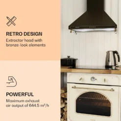 Klarstein Victoria Dunstabzugshaube 60cm , 644,5 M³/h Luftdurchsatz , 2 Stromsparende LED-Lampen , Retro-Design -Haushaltswaren Store ee0d01da4134bdc488dc57434ae46981