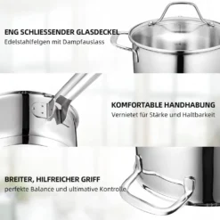 Topf-Set Topfset Induktion 10-teilig Edelstahl Kochtopf Set Mit Glasdeckel Edelstahl 18/10, Unbeschichtet Für Gas, Elektro, Halogen, Induktionsherde -Haushaltswaren Store ef11f74e020a7a5e41f40542cec69f20
