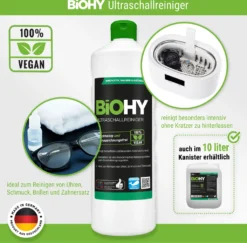 BiOHY Ultraschallreiniger (2x1l Flasche) + Dosierer | Intensive Und Materialschonende Reinigung Von Brillen, Dentalprodukte, Gold, Münzen Und Schmuck| KONZENTRAT Für Ultraschallbad -Haushaltswaren Store ef3234ad178a774cb40416949bc4ec98