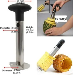 Edelstahl Ananasschneider Ananasschäler Spiralschneider Ananasteiler Zerkleinerer Spiralschäler Entkerner Ananas Obstteiler -Haushaltswaren Store f0e6a077e5df5da138e9c96656baf0a5