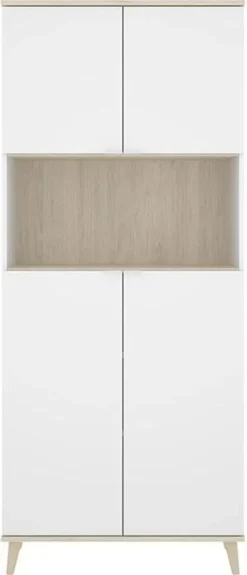 Küchenschrank Mit 4 Türen & 1 Ablage - Weiß & Eichefarben - WAJDI -Haushaltswaren Store f106af57665f6c58ff9f27323cc8bf1e