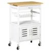 HOMCOM Küchenwagen Küchenrollwagen Servierwagen Mit Schublade Abnehmbares Tablett Bambus MDF Metall Weiß+Natur 58 X 37 X 83 Cm 2 HOMCOM Küchenwagen Küchenrollwagen Servierwagen Mit Schublade Abnehmbares Tablett Bambus MDF Metall Weiß+Natur 58 X 37 X 83 Cm -Haushaltswaren Store f146873924c0050373bf89447198afa8