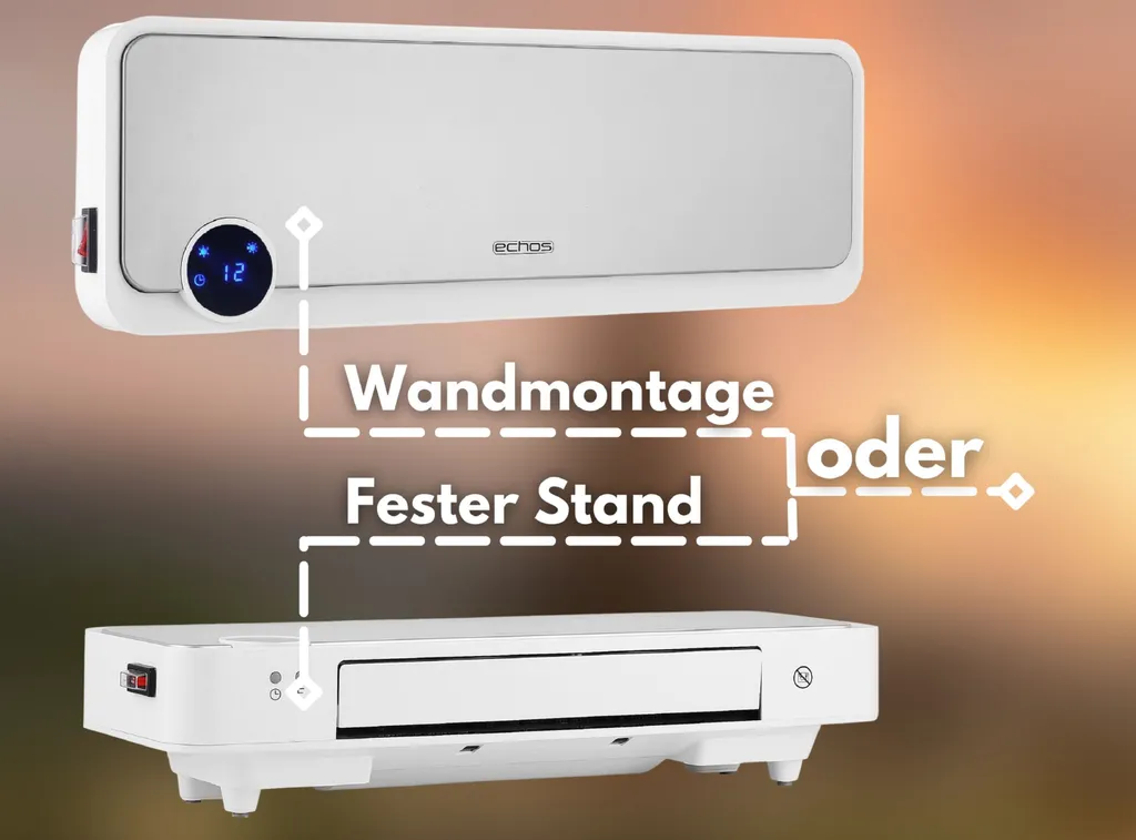 Echos Keramik Heizlüfter | Mit Fernbedienung | 2 Leistungsstufen (1000, 2000 W) | Wandmontage Möglich | 13 Echos Keramik Heizlüfter | Mit Fernbedienung | 2 Leistungsstufen (1000, 2000 W) | Wandmontage Möglich | – Bild 11