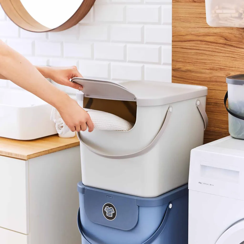 ROTHO Wäschesortiersystem 40 L ALBULA , Farbe:Mistletoe Weiß 4 ROTHO Wäschesortiersystem 40 L ALBULA , Farbe:Mistletoe Weiß – Bild 2