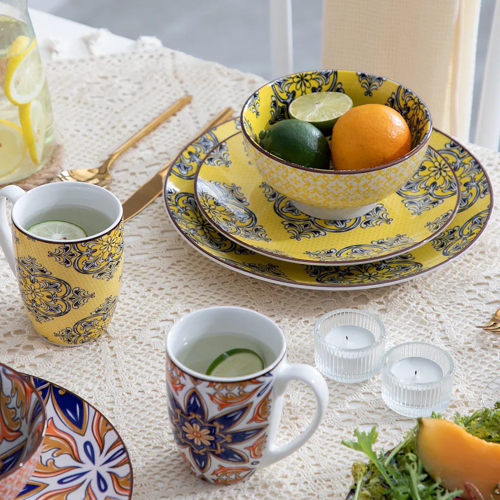 Vancasso Tafelservice Porzellan, JASMIN 16 Teiliges Essgeschirr Kombiservice, Handbemaltes Geschirrset Für 4 Personen, Böhmischer Stil 8 Vancasso Tafelservice Porzellan, JASMIN 16 Teiliges Essgeschirr Kombiservice, Handbemaltes Geschirrset Für 4 Personen, Böhmischer Stil – Bild 6