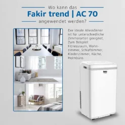 Fakir AC70 Klimagerät, Max. Raumgröße: 60 M³, 7.000 BTU/h -Haushaltswaren Store f49bc6aa79380409c1b020f7a6e36212