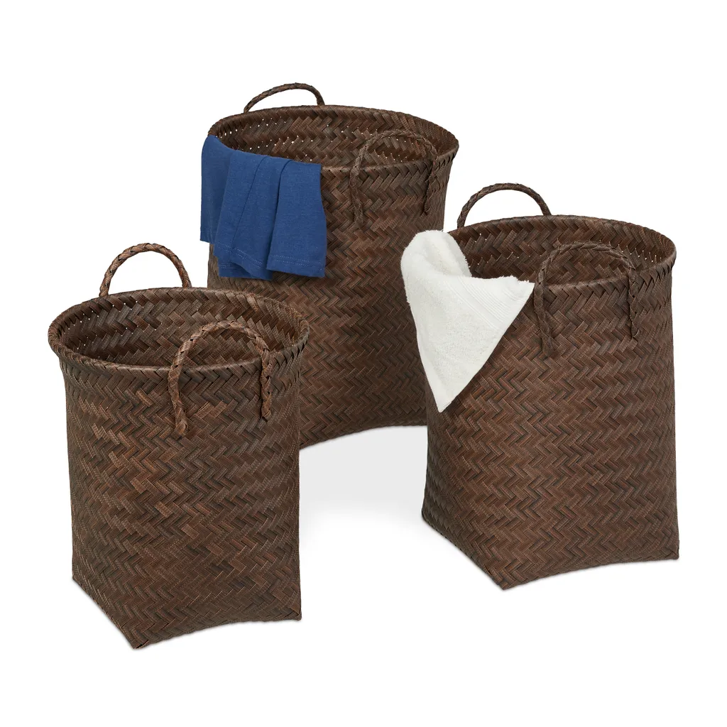 Relaxdays Wäschekorb Geflochten 3er Set 3 Relaxdays Wäschekorb Geflochten 3er Set