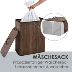 Juskys Bambus Wäschekorb Curly – 100 Liter Wäschesammler Mit Deckel, Griff & Stoff Wäschesack – 2 Fächer Wäschesortierer – Wäschebox In Braun 16 Juskys Bambus Wäschekorb Curly – 100 Liter Wäschesammler Mit Deckel, Griff & Stoff Wäschesack – 2 Fächer Wäschesortierer – Wäschebox In Braun -Haushaltswaren Store f4f9378b87a48221c69e4dce0dc7c2a9