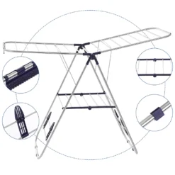 SONGMICSWäscheständer Silbern Aus Edelstahl 147 X (97-128) X 56 Cm Klappbar Verstellbare Höhe Standtrockner Wäschetrockner LLR502 -Haushaltswaren Store f6bda19b23853b6e65ffa5136b4a77bb