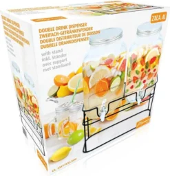 Cuisine Elegance Getränkespender Mit Ständer 2 X 4 Liter - Cocktails, Wasserspender, Saftspender, Karaffe, Glas Zapfhahn - Transparent/Schwarz -Haushaltswaren Store f6e7dcb213c3ef8253e9370aa2537cd8