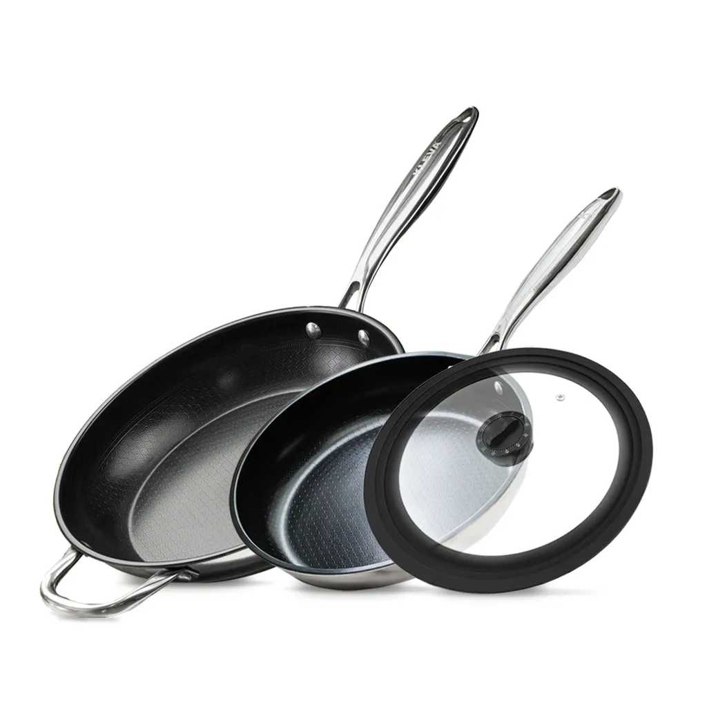 Livington Dura Pan - Pfannenset Mit Universaldeckel - 28cm + 24cm Pfanne - 3-lagige Antihaftbeschichtung - Pflegeleichtes Edelstahlgehäuse - Für Alle Herdplatten Geeignet 3 Livington Dura Pan - Pfannenset Mit Universaldeckel - 28cm + 24cm Pfanne - 3-lagige Antihaftbeschichtung - Pflegeleichtes Edelstahlgehäuse - Für Alle Herdplatten Geeignet