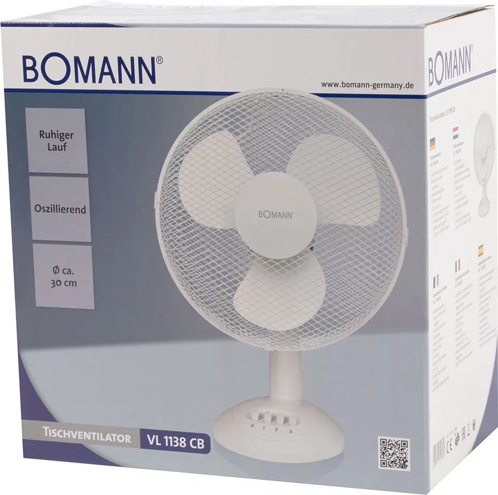 Bomann Tischventilator VL 1138 CB 30cm 40W Weiß 9 Bomann Tischventilator VL 1138 CB 30cm 40W Weiß – Bild 7