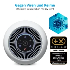 MEDION Smarter Luftreiniger (UV-Licht, HEPA H13 Filter, Reduziert Verunreinigungen Aerosole Pollen Staub Tierhaare, Bis 34 M², Schlaffunktion, App-Steuerung, Luftqualitätsanzeige, 35 Watt, MD 19878) -Haushaltswaren Store fbf06ef48762215caf59aac7435de2b9