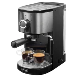 Bestron Espressomaschine Für 2 Tassen, Kolbenmaschine Mit Schwenkbarer Dampfdüse, Inkl. Integriertem Tassenwärmer, Herausnehmbarem Wassertank & 15 Bar Pumpendruck, 1.450 Watt, Farbe: Silber -Haushaltswaren Store fcf370582eea7294c2ec979f69503bdc