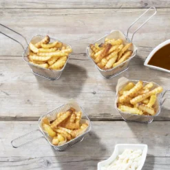 4er Set Edelstahl Pommes Frittierkorb Pommesschale Pommeskorb Servierkorb -Haushaltswaren Store fedcbcc6dca1b81d109e28f593527df1