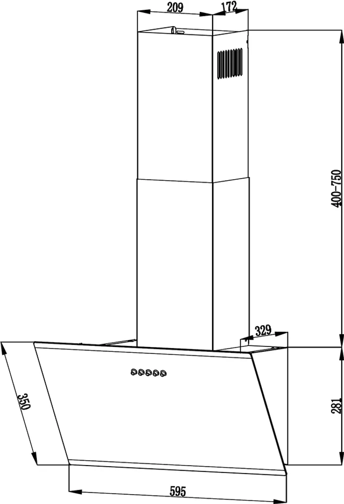PKM Dunstabzugshaube Schräghaube Wandesse Metall Glas S23-60 ABPY 60cm Schwarz 5 PKM Dunstabzugshaube Schräghaube Wandesse Metall Glas S23-60 ABPY 60cm Schwarz – Bild 3